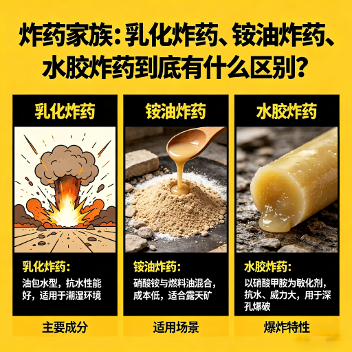 佳县炸药家族：乳化炸药、铵油炸药、水胶炸药到底有什么区别？
